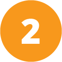 White number two against orange circle