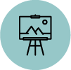 Line icon of a painting an an easel