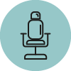 Line icon with salon chair representing physical wellbeing