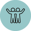 Line icon showing two people with their arms around each other's shoulders