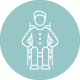 Line icon of a person standing up from chair
