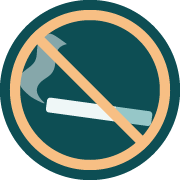 Icon with circle with line through it overlayed on lit cigarette